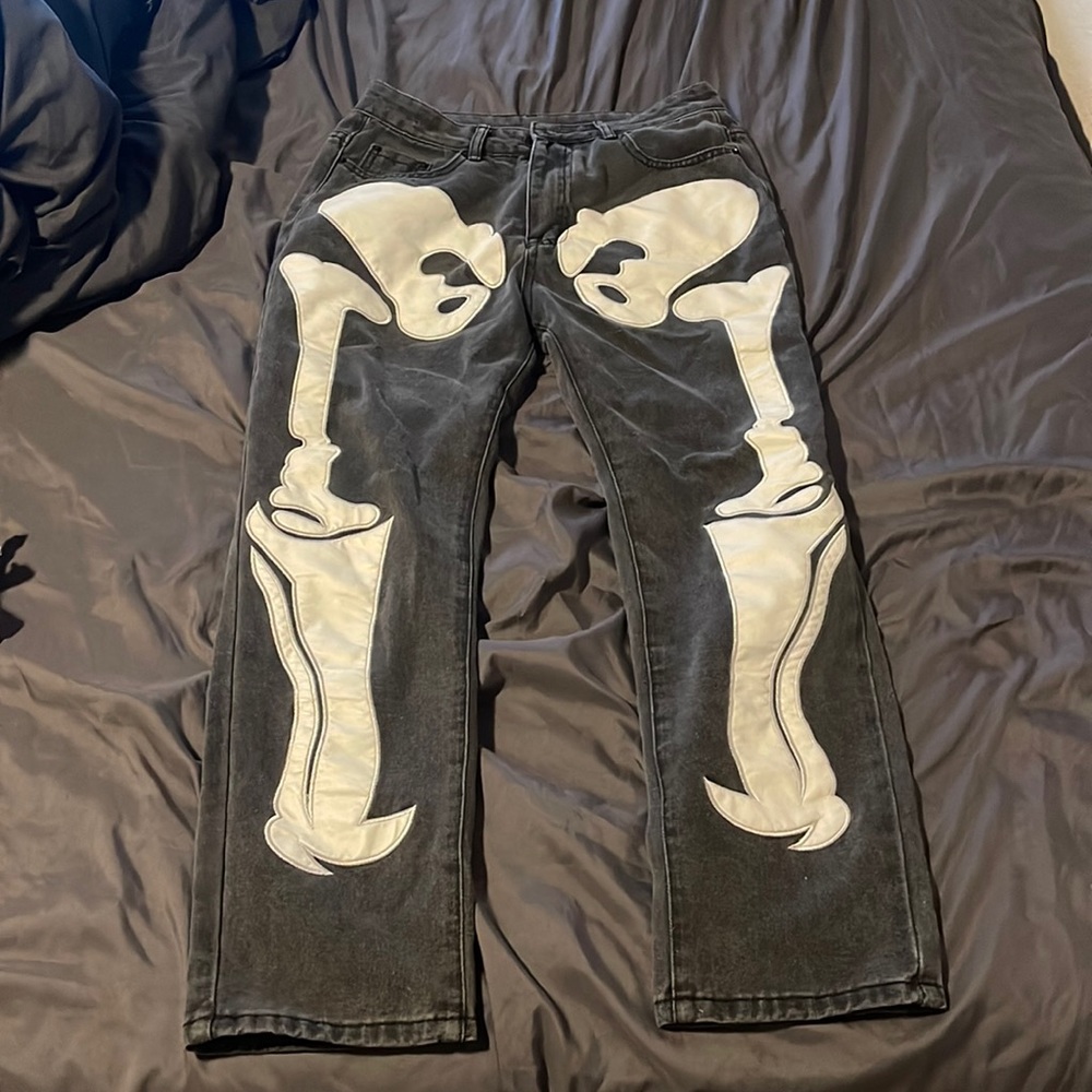 Shien Skeleton Straight Leg Jeans